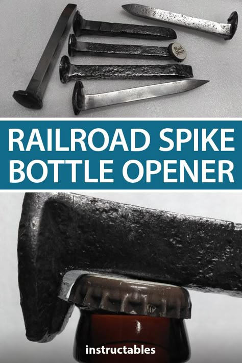 Railroad Spike Bottle Opener, Railroad Spikes Crafts Diy, Railroad Spike Projects, Diy Railroad Spikes Ideas, Railroad Spike Welding Projects, Railway Spikes Ideas, Railroad Spikes Ideas, Rail Road Spikes Ideas, Railroad Spike Ideas