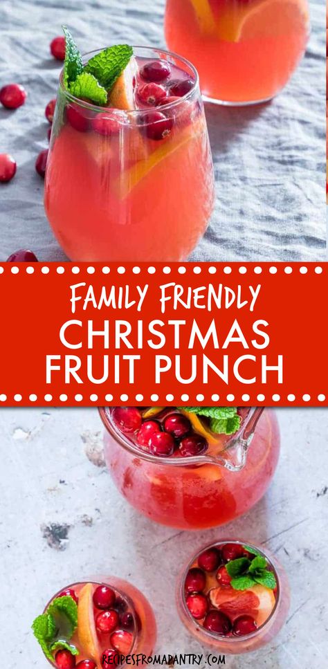 Easy Christmas Punch is perfect for entertaining in the busy holiday season! With a few simple ingredients & 10 minutes of prep, including sliced fruit, you have a delicious big-batch Christmas drink - crowd-pleasing party punch with a stunning presentation for Christmas party or any holiday celebration! Make it a family friendly Christmas punch, alcoholic Christmas punch, Christmas cocktail, Christmas Mocktail as needed #christmas #mocktail #cocktail #mocktail #fruitpunch #punch #recipe Big Batch Drinks Non Alcoholic, Mexican Party Punch, Christmas Party Drinks Batch, Yummy Punch Recipes Non Alcoholic, Simple Party Punch Alcohol, None Alcoholic Punch, Dairy Free Punch Recipes, Easy Non Alcoholic Punch Recipes, Christmas Punch Recipes Non Alcoholic Ginger Ale