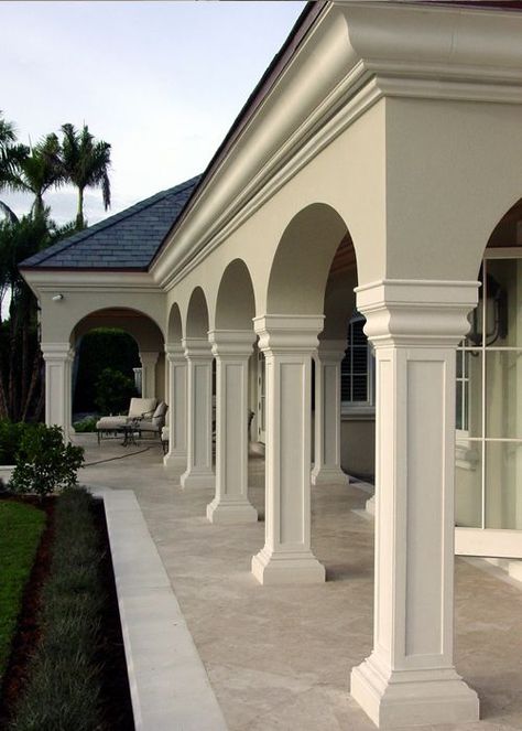 COLUMNS AND PILASTERS - CGA Stone Column Home Design, Decorative Pillars Columns, Outdoor Pillar Design, Exterior Column Design Ideas, Pillers Designs, House Column Design, Mediterranean Columns, Column Design Exterior Architecture, Exterior Column Design