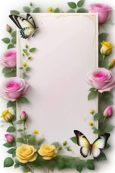 Stationary Wallpaper, Flower Stationary, Flower Background Design, Flower Picture Frames, Wedding Card Frames, Floral Cards Design, Frame Floral, Framed Photo Collage, Cute Frames