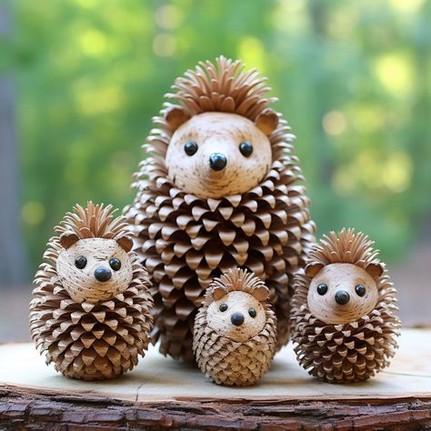 Pine Cone Hedgehog, Hedgehog Craft, Pinecone Crafts Christmas, Pine Cone Art, Acorn Crafts, Pine Cone Decorations, Fairy Crafts, Cones Crafts, Pine Cone Crafts