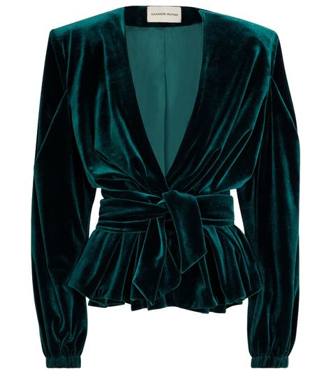 Emerald Green Clothes, Luxury Blouse, The Round Up, Green Clothes, Velvet Top Long Sleeve, Dress Jumpsuit, Style Lookbook, Velvet Clothes, Racing Green