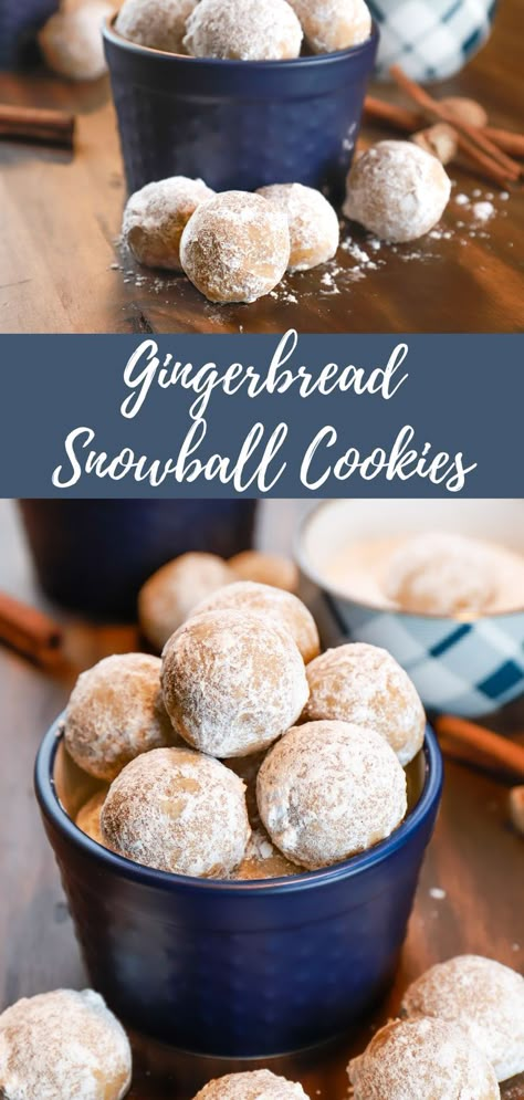 Pumpkin Spice Snowball Cookies, Cardamom Spiced Ginger Cookies, Ginger Snowball Cookies, Eggnog Snowball Cookies, Yule Cookies Recipes, Ginger Baking Recipes, Holiday Spice Cookies, Cinnamon Spice Cookies, Desserts With Molasses