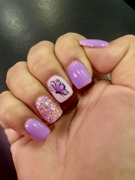 Cute Simple Nail Polish Ideas, Short Gel Nail Designs Butterfly, Cute Kids Summer Nails, Cute Girl Nails For Kids, Easy Kids Nail Designs, Kids Nail Designs Simple Cute, Kid Gel Nails Ideas, Kids Back To School Nails, Nail Designs For Little Kids