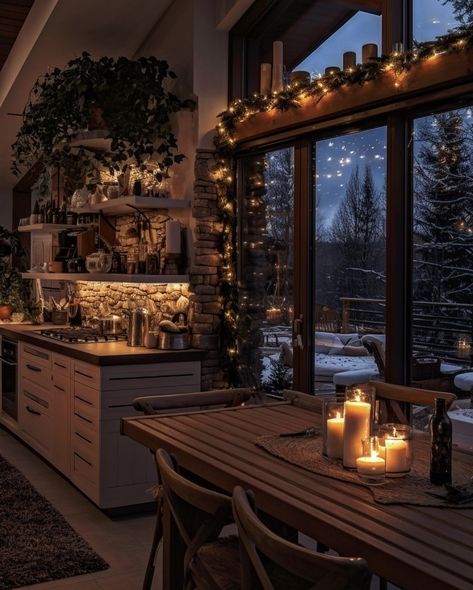 Kitchen Vibes Aesthetic, Cozy Home Aesthetic Kitchen, Cozy Aesthetic Kitchen, Cosy Kitchen Aesthetic, Simple Elegant Christmas Tree, Kitchen Aesthetic Cozy, Cosy Home Ideas, Metallic Ornaments, Cozy Winter Home