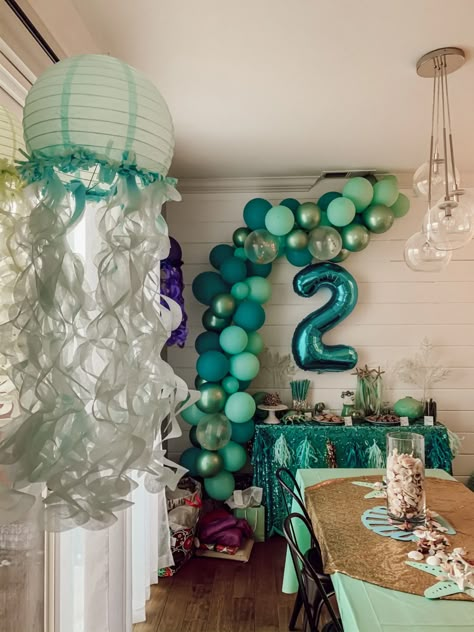 Two the Sea Party - Under the Sea party decor ideas Under The Sea Second Birthday Party, 2nd Birthday Under The Sea Theme, Into The Deep Birthday Party, Under The Sea Birthday Party 2, Turtle Bday Party, Ocean Second Birthday Party, Sea Turtle Theme Party, Two The Ocean Birthday Party, Turtle Two Birthday