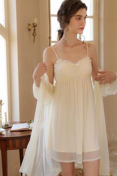 Wedding Night Outfit Brides, Victorian Nightgown Romantic, Short Nighty Night Dress, Feminine Nightgown, Night Gowns For Women, Wedding Night Outfit, Nightgown Romantic, Nightgown Sleep, Cute Nightgowns