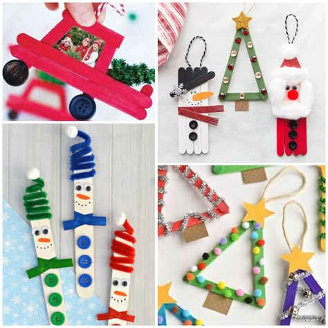 Christmas Popsicle Stick Crafts, Crafts For Kids Easy Christmas, Popsicle Stick Christmas Ornaments, Stick Christmas Ornaments, Brown Eyes Eyeshadow, Stick Crafts For Kids, Popsicle Stick Ornaments, Christmas Ornaments 2023, Popsicle Stick Christmas Crafts