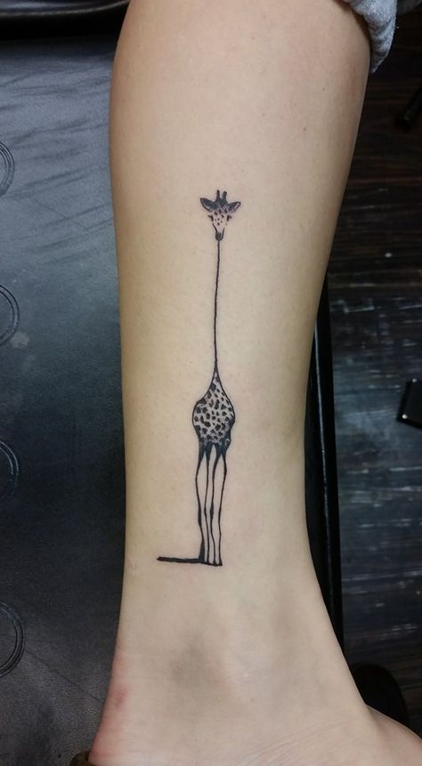 simple black work giraffe by Kristy C of Buzz Ink Shop in Concord, NH Small Giraffe Tattoo, Giraffe Tattoo, Petit Tattoo, Small Girl Tattoos, Arrow Tattoo, Elephant Tattoos, Tattoo Love, Great Tattoos, Tattoo Pattern