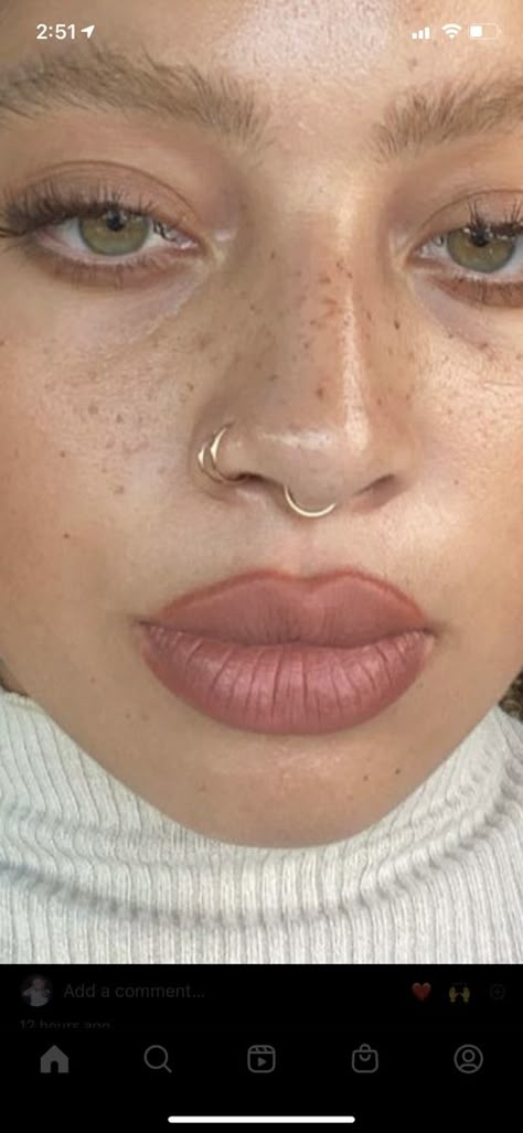 Multiple Nose Rings, Two Nose Rings On One Side, Multi Nose Piercing, Nose Piercing Double Hoop, Labret Piercing Ring Center, Septum Piercing With Double Nose Ring, Double Nose Piercing Same Side Hoop, Nose Piercing Combinations, Nose Peircings Double