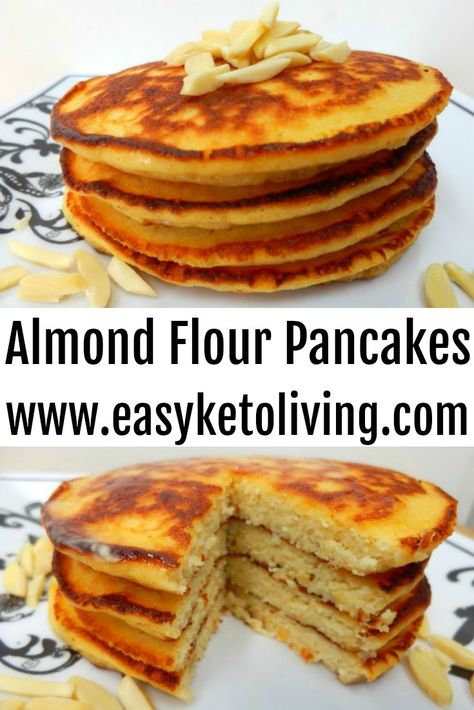 Keto Almond Flour Pancakes Recipe - Easy Low Carb Fluffy Pancakes Quick Keto Snacks, Budget Breakfast, Low Carb Grab And Go, Grain Free Pancakes, Best Keto Pancakes, Almond Pancakes, Almond Flour Pancakes, No Flour Pancakes, Low Carb Pancakes