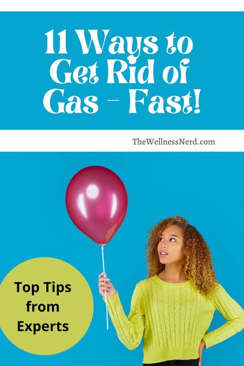 Woman holds a pink balloon against a blue background. How To Help Gas Pains, Remedies For Bloated Stomach And Gas, Trapped Gas In Stomach, Pass Gas Relief, Gas Remedies For Adults, Painful Gas Relief, Foods That Cause Gas, How To Get Rid Of Gas, How To Get Rid Of Gas Pains Fast