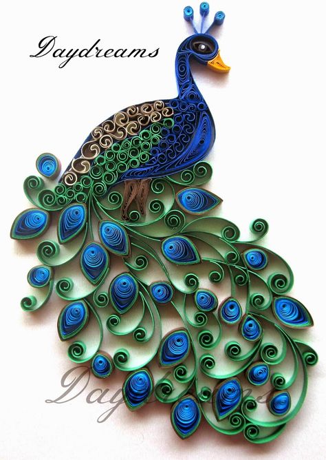 DAYDREAMS: Quilled peacock - embroidery design inspired Peacock Quilling, Peacock Embroidery Designs, Neli Quilling, Hantverk Diy, Quilling Animals, Arte Quilling, Origami And Quilling, Paper Quilling Jewelry, Quilling Work