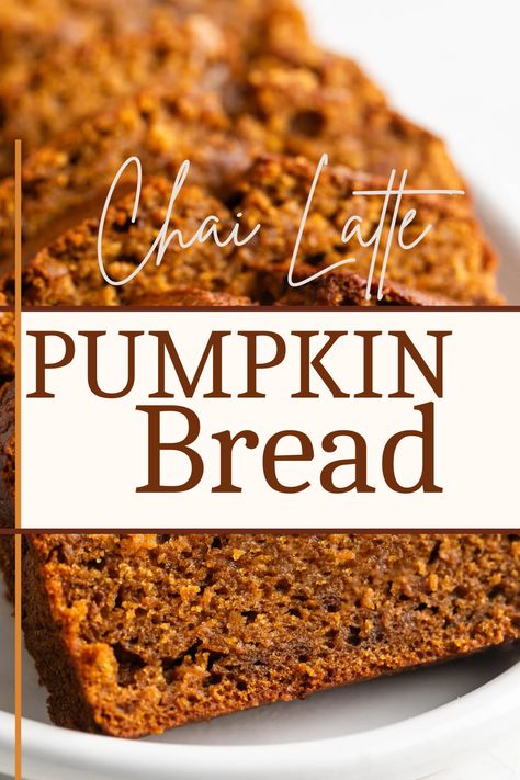 This chai latte pumpkin spice bread is inspired by Starbucks—a mashup of their iconic pumpkin chai latte drink and pumpkin bread. Pumpkin Spice Bread Recipe, Chai Bread, Spice Bread Recipe, Homemade Chai Latte, Easy Soul Food, Pumpkin Chai Latte, Pumpkin Chai Tea, Brunch Muffins, Sweet Bread Recipes