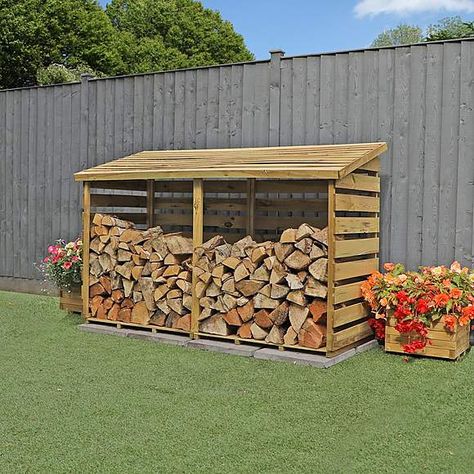 3 x 6 Winchester Wooden Double Log Store | Dunelm Timber Logs, Firewood Shed, Timber Roof, Log Store, Wood Store, Wooden Log, Pressure Treated Wood, Firewood Storage, Garden Fire Pit