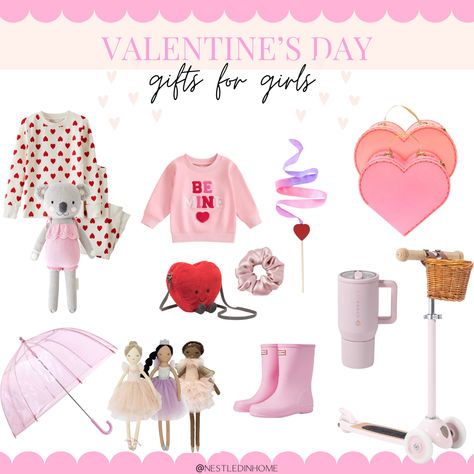 The perfect Valentine's Day gifts for little girls to add to their basket. Valentine’s Day Gift Kids, Valentines Day Toddler Gifts, Love Baskets For Kids, Valentines Basket For Toddler Girl, Toddler Girl Valentines Gift Basket, Valentine Baskets For Kids, Toddler Valentines Day Gifts Basket, Girls Valentines Gifts, Toddler Girl Valentines