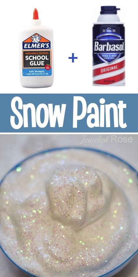 Shaving Cream Snowman Craft, Puffy Snow Paint Recipe, Toddler Process Art Winter, Snow Paint Recipe, Fluffy Paint Shaving Cream, Cute Christmas Activities For Kids, How To Make Snow Paint, Shaving Cream And Glue Puffy Paint, Christmas Shaving Cream Activities