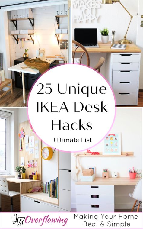 25 IKEA Desk Hacks To Build Your own Desk Ikea Build Your Own Desk, Ikea Kallax Desk Hack Kids, Ikea Computer Desk Ideas, Micke Desk Ikea Hack, Micke Ikea Desk Ideas, Ikea Malm Desk Hack, Desk Wall Ideas, Micke Desk Hack, Micke Desk Ikea Ideas