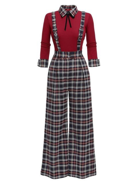 Retro Stage, Plaid Jumpsuit, Elegante Casual, Plaid Pants, Really Cute Outfits, Chic Vintage, Mode Vintage, Looks Vintage, Retro Outfits