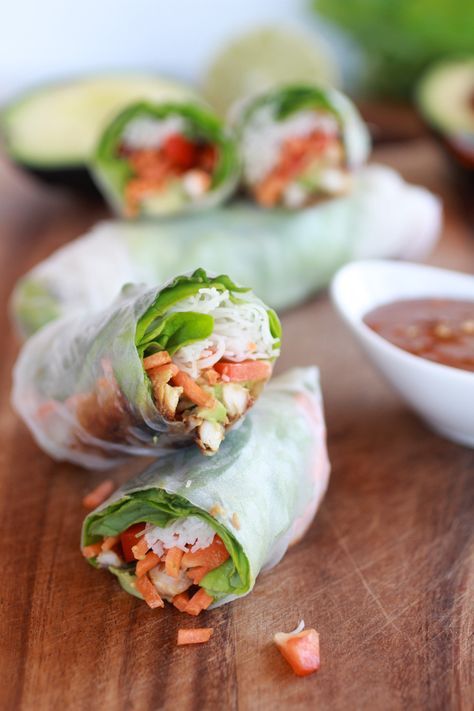 Avocado Spring Rolls, Vietnamese Rice, Vietnamese Spring Rolls, Chicken Spring Rolls, Summer Eats, Spring Roll Recipe, Year 8, Half Baked Harvest, Chicken Avocado