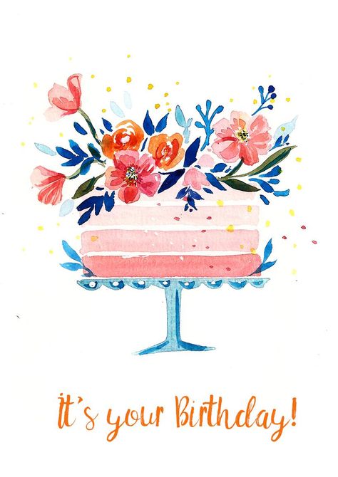 (9+) Watercolor Cakes: Create an Easy Birthday Card | Irina Trzaskos | Skillshare Drawings Of Birthday Cakes, Watercolor Birthday Cake Painting, Watercolor Birthday Cakes, Happy Birthday Watercolor Card Diy, Birthday Cards Diy Watercolor, Watercolor Birthday Cards Diy, Birthday Watercolor Painting, Watercolor Cake Painting, Happy Birthday Aquarell