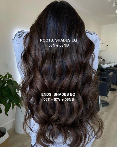 Espresso Hair Color, Dark Fall Hair, Redken Hair Color, Black Hair Balayage, Dark Brunette Hair, Brown Hair Inspo, Hair Color Formulas, Chocolate Brown Hair, Fall Hair Color For Brunettes