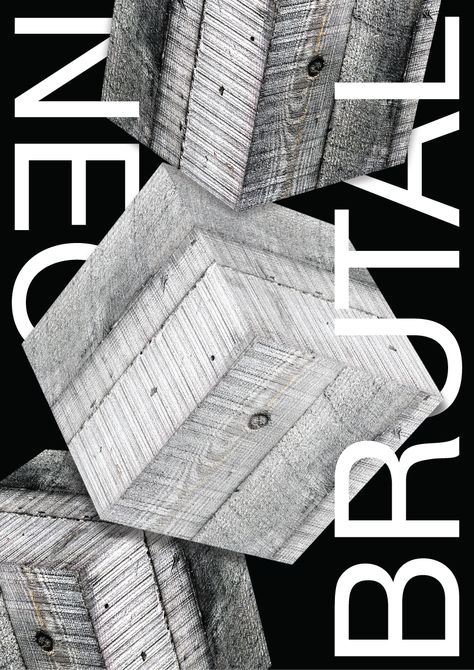 Neo Brutalist Poster on Behance Iceberg Aesthetic, Brutalism Graphic Design, Brutalism Poster, Neo Brutalism, Utilitarian Aesthetic, Plastic Factory, Melting Clock, Brutalism Architecture, Brutalist Design