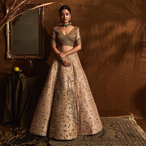 Beautiful beige bridal lehenga by  Sulakshana Monga for the wedding day. See more on wedmegood.com  #wedmegood #indianwedding #indianbride #bridallehenga #bridallehengacholi #lehenga #lehengacholi #gold Sulakshana Monga, Golden Bridal Lehenga, Golden Lehenga, Wedding Dresses Guest, Wedding Guest Outfit Fall, Indian Outfits Lehenga, Dresses Guest, Designer Lehengas, For Wedding Dresses