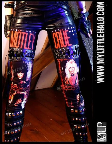 80s Rock Outfit, Studded Leggings, Goth Fits, Diy Pants, Rock And Roll Fashion, Metal Chicks, Heavy Metal Fashion, Cowgirl Costume, Glam Metal