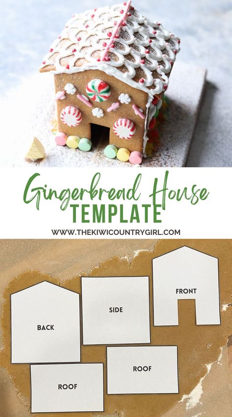 Building and decorating a gingerbread house doesn’t have to be complicated! In this guide, I’ll show you how to bake your own gingerbread pieces and share my top decorating tips, perfect for crafting with kids. Plus, there's a free printable template to help you get started! Gingerbread House Paper, Gingerbread House Template Printable, Home Decor Trees, Making A Gingerbread House, Bottles Decoration Diy, Cookie Houses, Homemade Gingerbread House, Ginger Bread House Diy, Cool Gingerbread Houses