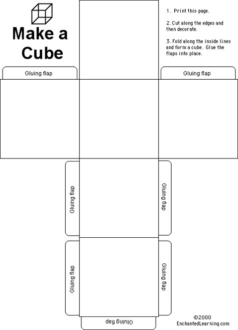 Cube: EnchantedLearning.com Op Art Cubes Lesson, Cube Net Printable, Op Art Cube Template, Cube Printable Template, Cube Template Free Printable, Paper Cube Template, Patron Cube, Cube Net, Cube Printable