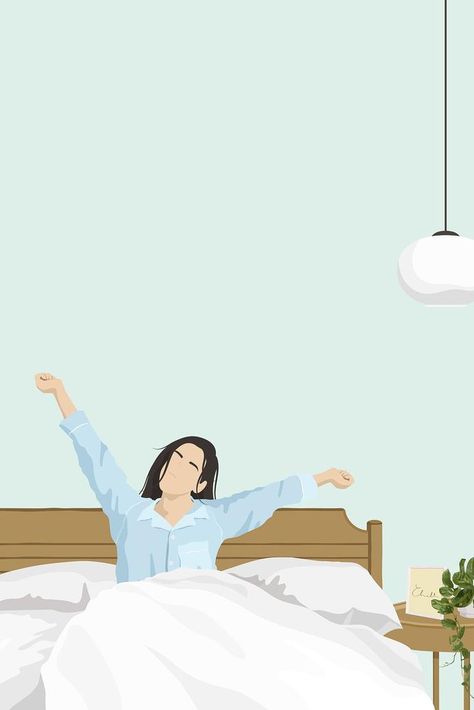 How Girls Sleep, Waking Up Aesthetic, Morning Stickers, Caring About What Others Think, Bed Illustration, Dietetics Student, Sleep Cartoon, Bedroom Illustration, Up Aesthetic