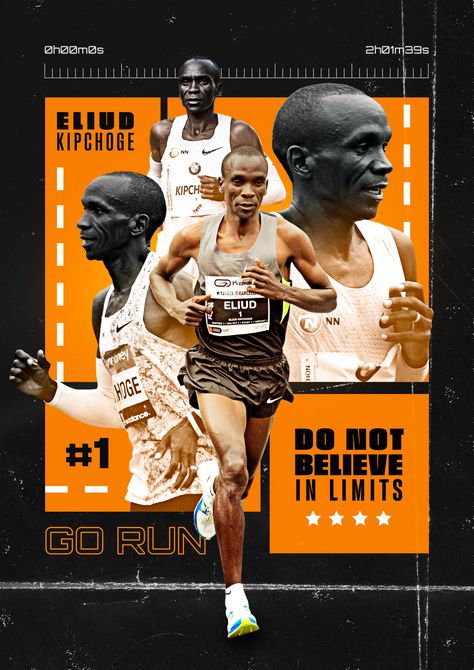 Poster para Eliud Kipchoge Run Poster Design, Marathon Poster Design, Running Poster Design, Run Graphic Design, Poster Marathon, Cross Country Pictures, Athlete Poster, Marathon Poster, Informative Poster