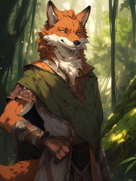 Vulpine Dnd, Fox Man Art, Fox Human, Kitsune Dnd, Fox Human Hybrid, Fox Druid, Fox Rogue Dnd, Fox Dnd Character, Fox Character Art