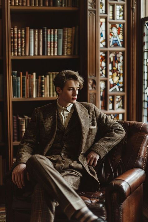 Outfit Dark, Classic Library, Organization Board, The Professor, Mens Editorial, Refined Wedding, Boss Man, Bygone Era, Heritage Fashion