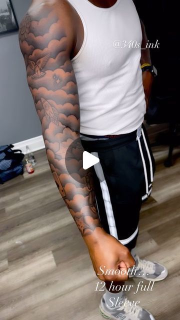 Cloud Forearm Tattoo Men, Forearm Tattoos Men Sleeve, Nothing Last Forever Tattoo, Clouds Tattoo Sleeve, Clouds Tattoo For Men, Sleeve Tattoos For Guys Black Men, Cloud Sleeve Tattoo, Cloud Arm Tattoo, Forearm Tattoo Men Sleeve Stencil