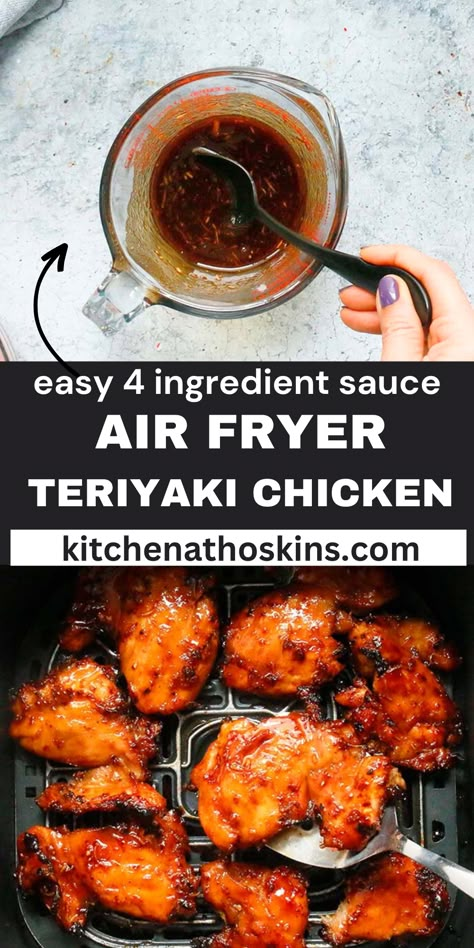 Air fryer Teriyaki Chicken is a terrific dinner, ready in under 30 minutes. Made with an easy homemade teriyaki sauce, it so much better than takeout! Boneless Thigh Recipes, Easy Air Fryer Dinners, Air Fryer Teriyaki Chicken, Easy Chicken Thighs, Easy Air Fryer Dinner Recipes, Teriyaki Chicken Breast, Chicken Teriyaki Sauce, Teriyaki Chicken Thighs, Asian Chicken Thighs