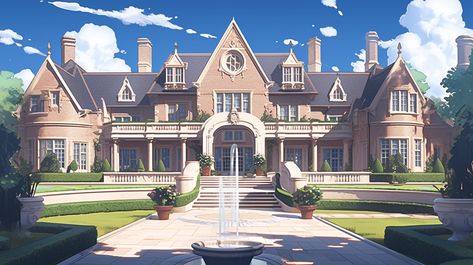 Anime Mansion Interior, Anime Mansion Background, Anime Mansion House, Japanese Mansion Modern, Anime Mansion, Japanese Mansion, Fond Gacha Life, Anime Houses, Castle Background