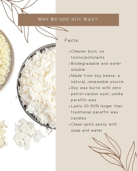 Soy Wax Facts, Marketing Ideas For Candles, Benefits Of Soy Wax Candles, Candle Business Post Ideas, Candle Business Content Ideas, Marketing Candles, Soy Candle Benefits, Soy Candle Facts, Candle Benefits