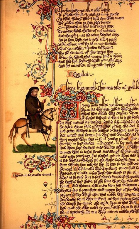 Illumination from The Canterbury Tales by Geoffrey Chauce #illumination from The Canterbury Tales by Geoffrey Chaucer Chaucer Canterbury Tales, Battle Standard, Essay On Education, Contemporary Literature, The Canterbury Tales, Descriptive Essay, Artist Corner, College Essay Examples, English Army