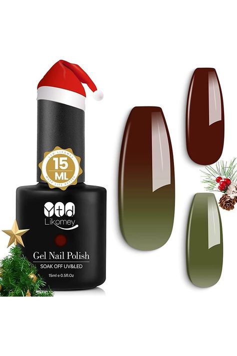 YTD Likomey Color Changing Gel Nail Polish,15ml Brown Green Mood Temperature Change Colors Thermal Fall UV Nail Gel Polish Christmas Gift, Salon Home DIY Autumn Winter Manicure Mood Changing Nails, Polish Christmas, Nails For Summer, Winter Manicure, Fall Mood, Nail Gel Polish, Uv Nails, Womens Nails, Fall Diy