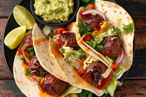 Meatball Tacos Recipe, Healthy Simple Dinners, Meatball Tacos, Blw Meal Ideas, Taco Meatballs, Blw Meal, Lazy Meals, Fajita Seasoning Mix, Taco Tuesday Recipes