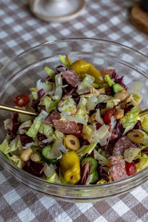 Charcuterie Salad Leftover Charcuterie, Charcuterie Salad, Bariatric Lunch, Homemade Red Wine, Lunch Weekend, Italian Lunch, Romaine Salad, Red Wine Vinaigrette, Healthy Italian