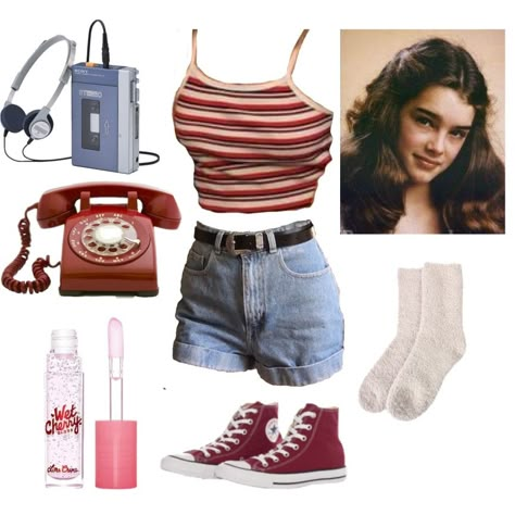 Fashion Inspo Vintage Retro 80s, Stranger Thing Outfits 80s, It 2017 Aesthetic Outfits, Long Jean Shorts Outfit Vintage, Fear Street Outfit Inspiration, 80s Outfits For Summer, Stranger Things Aesthetic Outfit Ideas, 80s Outfits Stranger Things Summer, Hot 80s Outfits