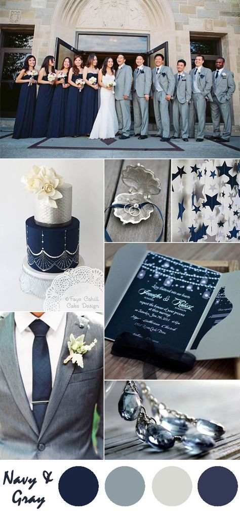 Gray Wedding Colors, Popular Wedding Colors, Wedding Color Combos, Navy Wedding Invitations, Trendy Wedding Invitations, Pocket Wedding Invitations, Wedding Colors Blue, Inexpensive Wedding, Wedding Theme Colors