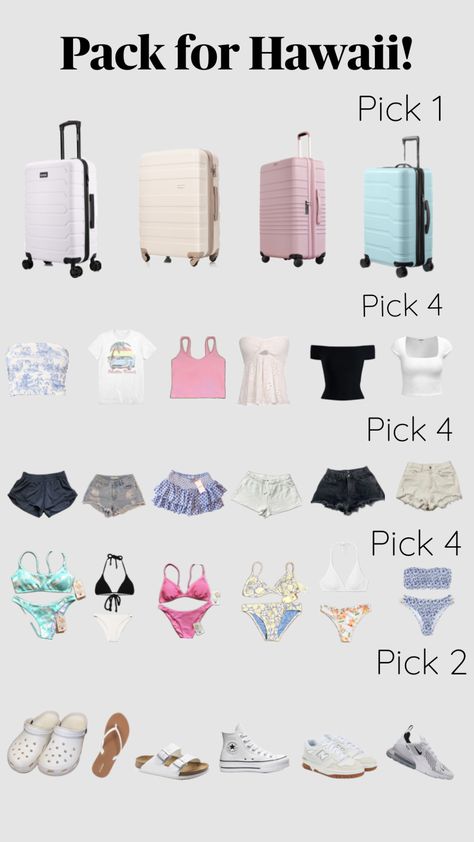 Preppy#aesthetic #pack for Hawaii! Hawaii What To Pack, Pack With Me For Hawaii, Hawaii Essentials, Packing For Hawaii, Travelling Clothes, Vacation Packing Lists, Florida Packing, Pack For Hawaii, What To Pack For Vacation