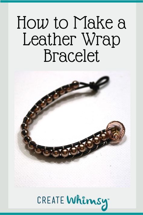 It's easy to make a leather wrap bracelet with just a few supplies. Follow our instructions to make this version with no loose ends! How To Tie A Leather Bracelet, Bead And Leather Bracelet, Diy Leather Wrap Bracelets, Diy Beaded Leather Bracelet, Beaded Leather Bracelet Tutorial, Hand Made Leather Bracelet, Diy Leather Bracelet With Beads, Making Leather Bracelets, Leather Bracelet With Beads