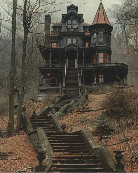 Gothic Mansion, Old Victorian Homes, Creepy Houses, Old Abandoned Houses, Spooky House, Old Mansions, Victorian Mansions, Abandoned Mansions, Victorian Architecture