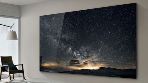 Samsung Takes New TVs to The Window, to The Wall Big Tv Wall, Galaxy Wallpaper Backgrounds, Screened Porch Decorating, Tv Options, Wall Screen, Tv Entertainment Centers, Samsung Note 9, Big Screen Tv, Big Tv