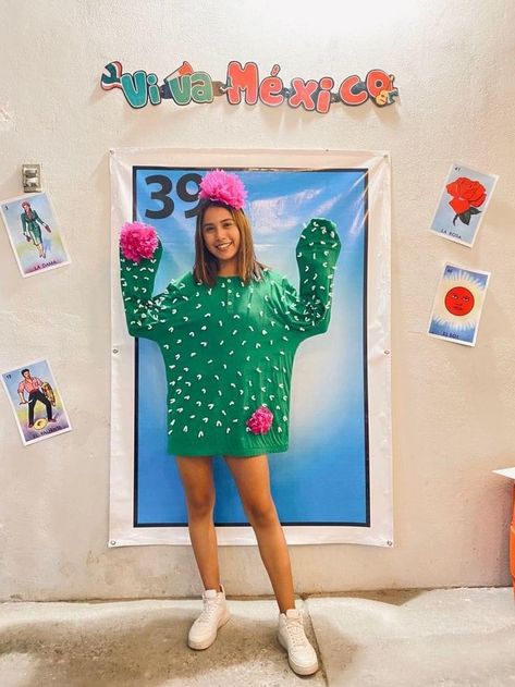 Mexican Theme Halloween Costume, Mexican Theme Party Costume, Loteria Characters Costumes, El Sol Loteria Costume, Cactus Costume Women, Mexican Loteria Costume Ideas, Loteria Outfit Ideas, Mexican Themed Party Outfit, La Loteria Party Ideas